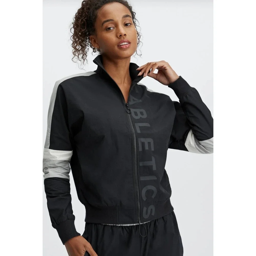 Fabletics | Women | Jayda Woven Black White Zip Up Athletic Jacket | Size Small - Picture 11 of 12